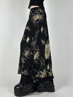 European And American Style Retro Tie-Dye Floral Print Mesh Maxi Skirts