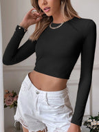 Solid Cutout Backless Twist Back Long Sleeve Knit
