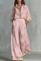 Flowy Butterfly Pattern Two-Piece Set