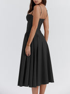 Vintage Solid Cami Midi Dress