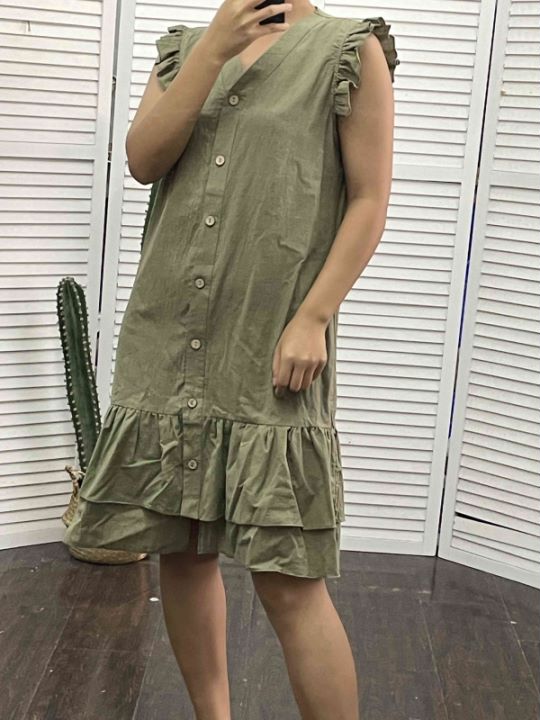 Gilda Statement Sleeveless V Neck Dress Premium Wardrobe Essential