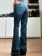 Wide Waist Buttoned Slim Fit Flare Jeans