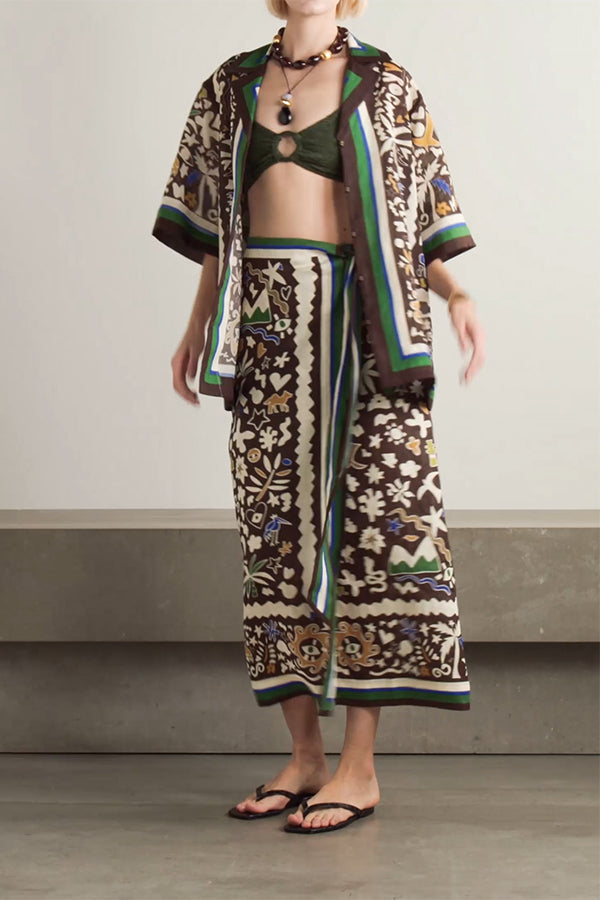Moroccan Oversized Printed Shirt Dress Set