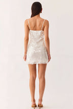 Solid Sequin Spaghetti Strap Mini Dress