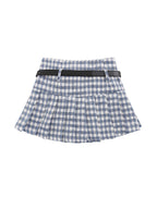 Plaid Pleated With Star Belt Mini Skirts