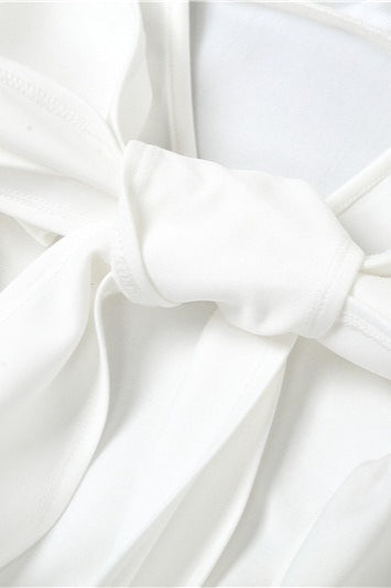 White Backless Bow Tie Dress
