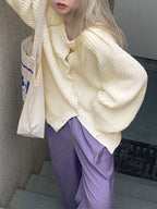 Solid Loose Breasted Knit Cardigan