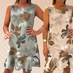 Sleeveless round neck printed dress