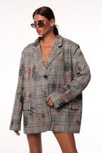 Street Art Printed Relaxed Fit Blazer