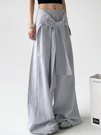 Stripe Print Wide Leg Pants