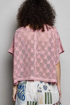 POL Crochet Lace Short Sleeve Top