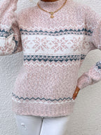 Snowflake Jacquard Mock Neck Sweater