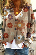 Fun and Chic Long Sleeved Cardigan with Fun Printed Buttons