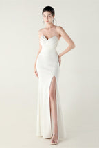 Strapless Sweetheart Pleated Party Dress