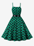 Polka Dot Vintage Midi Swing Dress for Women - 1950s A-Line Belted Rockabilly Slip Sun Dress - Summer Holiday Party 2026