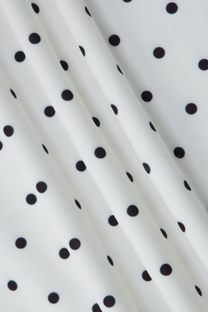 Scoop Neck Lace Trim Polka Dot Bodycon Mini Dress