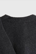 Cropped Knit Asymmetric Scarf Collar Coat