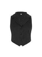 Suit Collar Button Down Stripe Tank Top