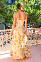 Spaghetti Strap Sweetheart Neckline Fitted Floral Print Midi Dress