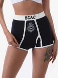 Vintage Print Contrast Splice Shorts