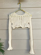 Short Cutout Crop Smock Crochet Top