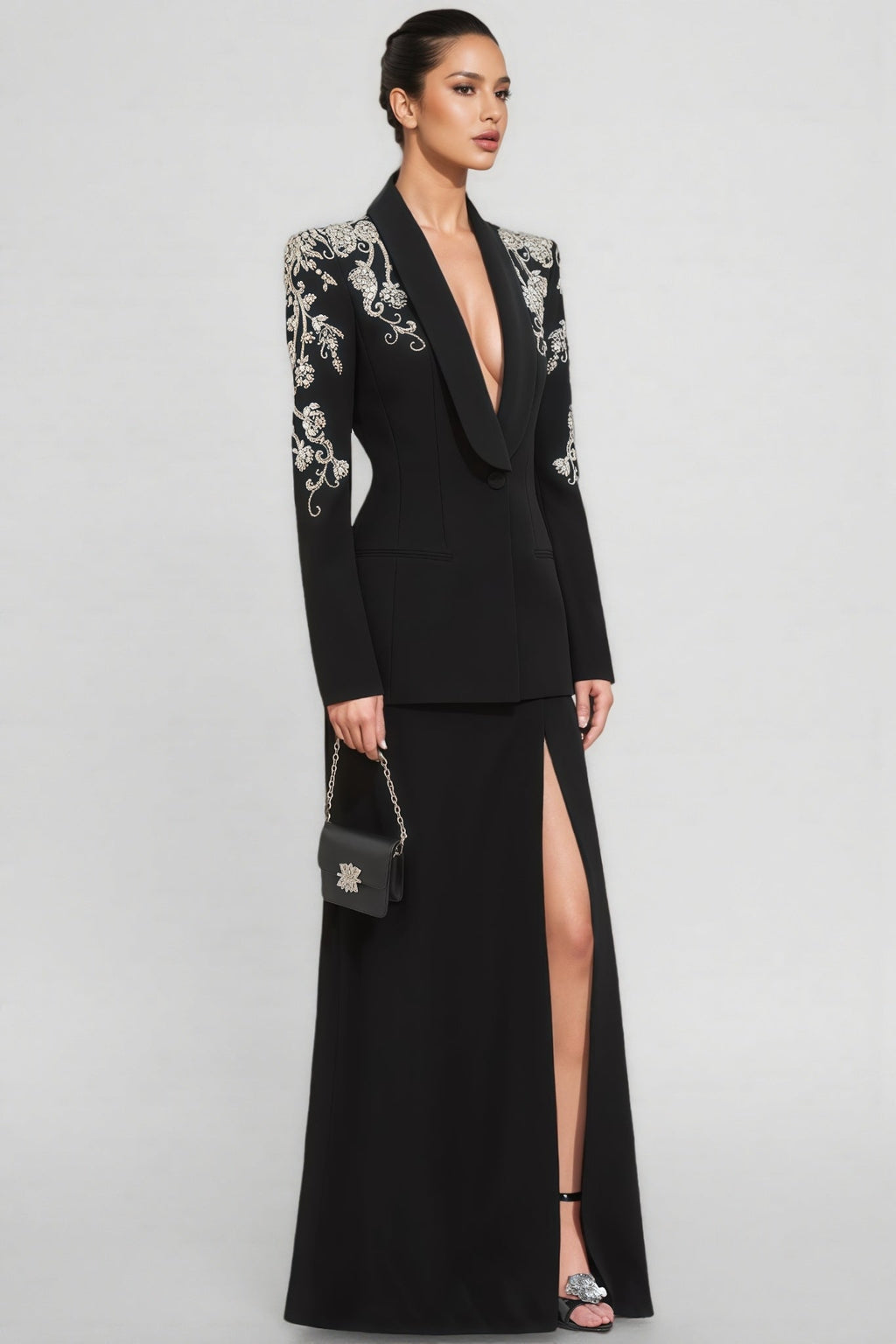 Finald Diamond Studded Maxi Dress Set