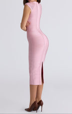 Deep V-Neck Cap Sleeve Ribbed Bandage Bodycon Mini Dress
