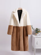Faux Fur Coats For Women Two Tone Long Eco-friendly Fur Coat