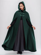 Wool Blend Maxi Cape Coat With Hooded Burgundy Full Length Poncho Oversized Outerwear For Women 2026