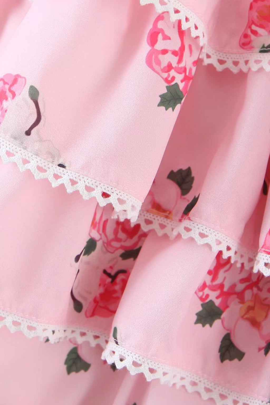 Floral Print Smocked Square Neck Tie-Shoulder Tiered Ruffle Mini Dress