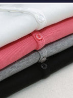 Solid Ribbed Breasted Long Sleeve Tee