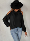 Shirt For Women Red Jewel Neck Casual Long Sleeves Tops