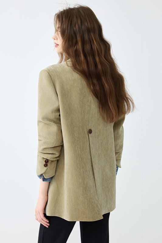 Vintage Solid Color Blazer
