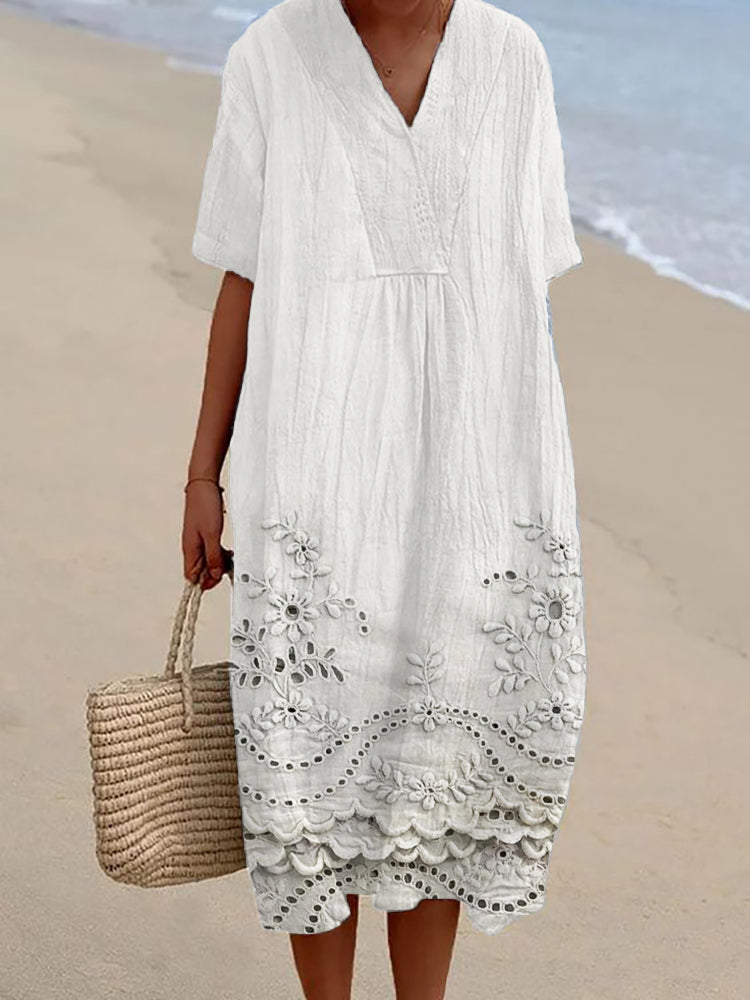 Delaney Effortless Women's Floral Print Midi Summer Dress Everyday Luxe Edit