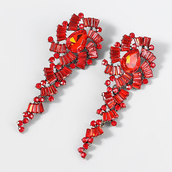 Retro Alloy Acrylic Flower Long Earrings