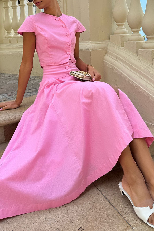 Sofia Button-Front Midi Skirt Set