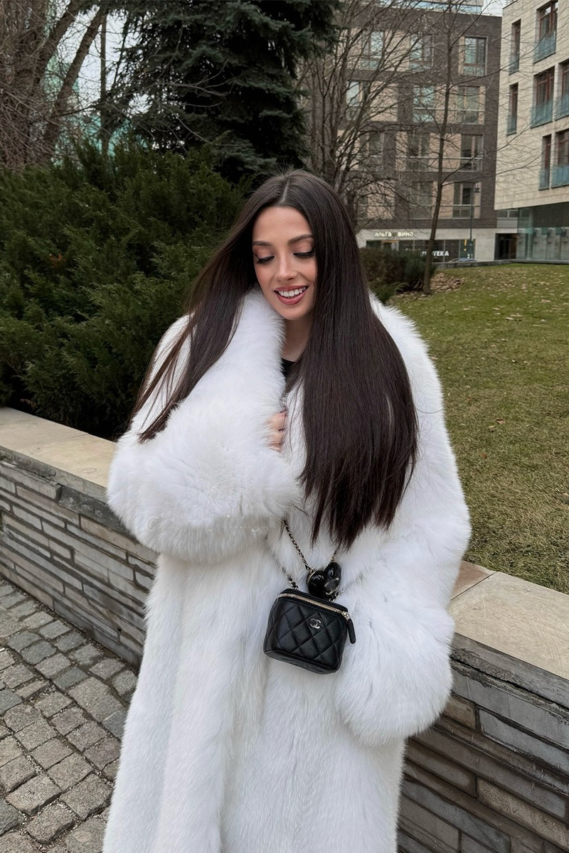 Faux Fox Fur Long Eco Fur Overcoat