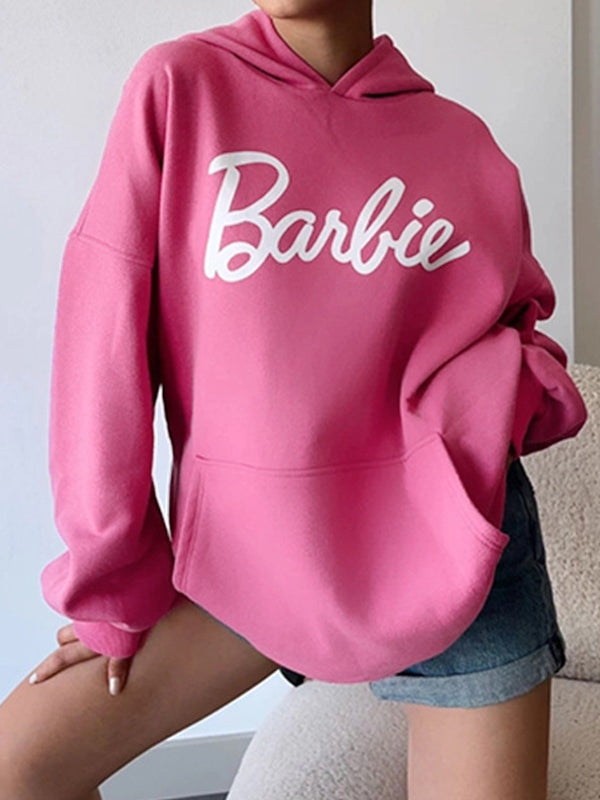 Contrast Color Letter Print Oversized Hoodie