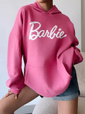 Contrast Color Letter Print Oversized Hoodie