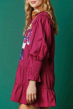 Nutcracker Sequined Button Down Long Sleeve Mini Dress