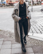 Chunky and Warm Knit Button Pocketed Oversized Midi Cardigan