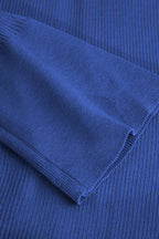 Rib Knit Polo Collar Button Front Flared Cuff Maxi Dress