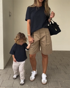 Cotton Crew Neck Short Sleeve Top Shorts Two Piece Set