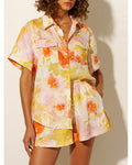 Orange Vibrant Floral Print Two-Piece Set