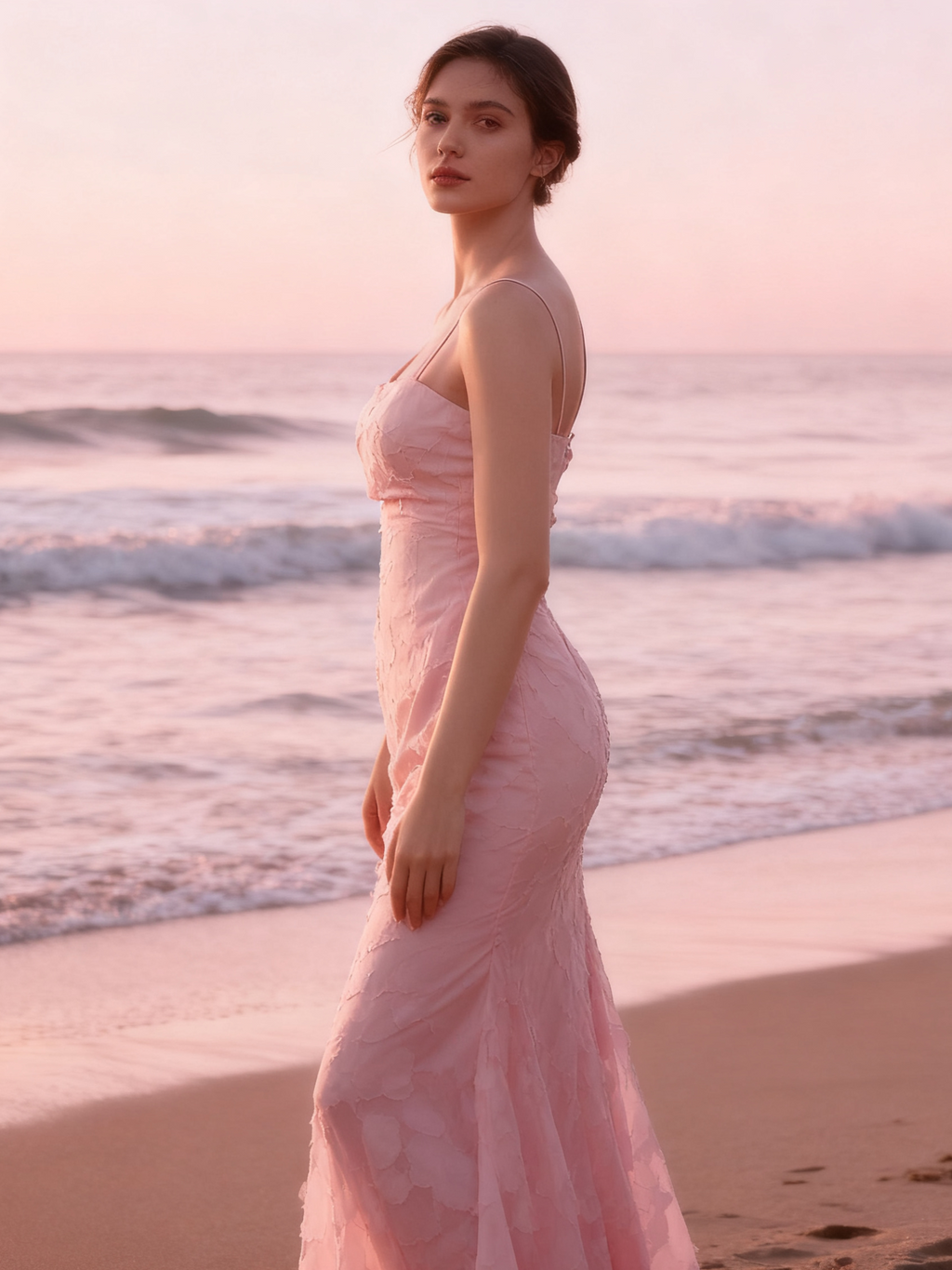 Floral Jacquard Ruffle Square Neck Spaghetti Strap Mermaid Maxi Gown