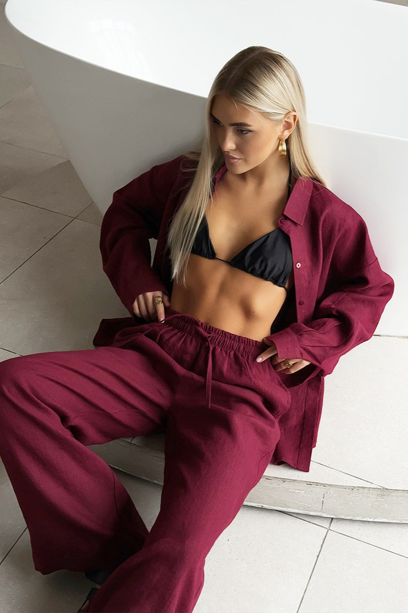 Cotton Loose Long Sleeve Blouse & Pants Set