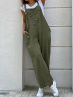 Solid Color Long Sling Jumpsuits