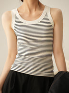 Striped Print U Neck Tank Top