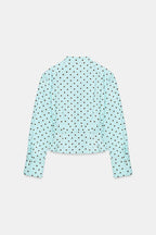 Trisha Linen Blend Polka Dot Stand Neck Belted Jacket and Low-Rise Pocket Mini Shorts Set