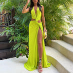 V-Neck Cut-Out Split Maxi Dress